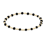 Extends Faceted Onyx Gemstone Gold Sincerity Pattern 3mm Bead Bracelet