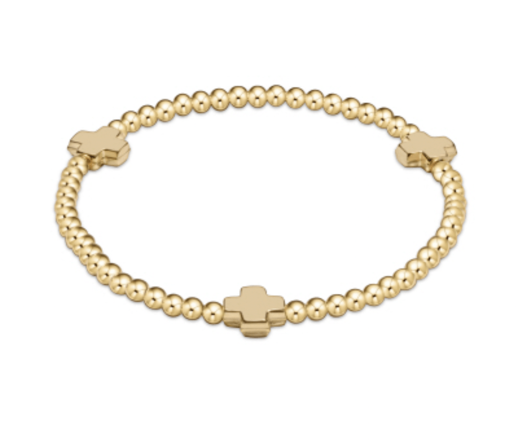 Signature Cross 3mm Gold Bracelet - Navy main image 0
