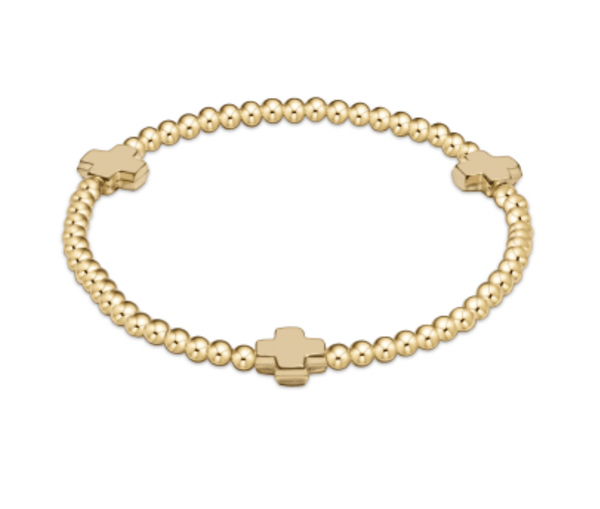 Signature Cross 3mm Gold Bracelet - Turquoise main image 0