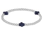 Extends Navy Sterling Signature Cross 3mm Bracelet