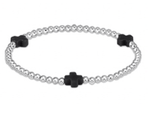 Extends Onyx Sterling Signature Cross 3mm Bracelet