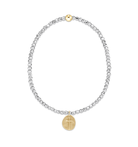 Extends Silver Faceted Hematite 2mm Inspire Small Gold Charm Bracelet