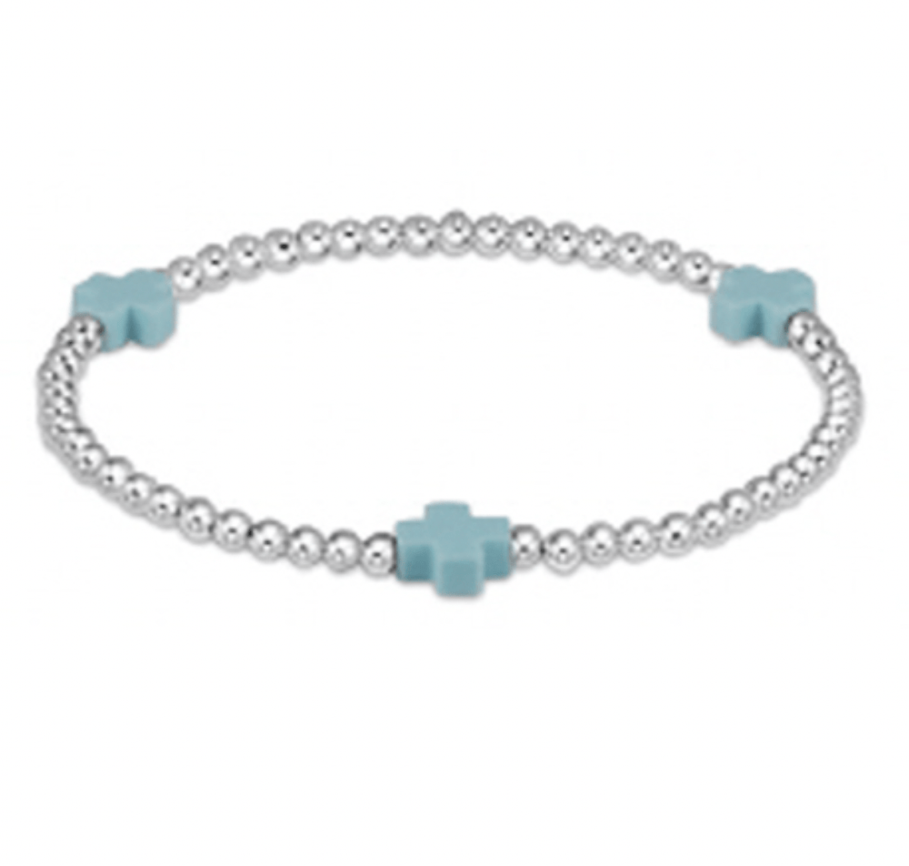 Extends Turquoise Sterling Signature Cross 3mm Bracelet