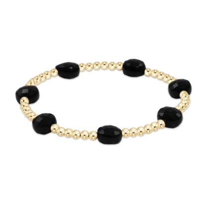 Extends Faceted Onyx Admire Gold 3mm Bead Bracelet