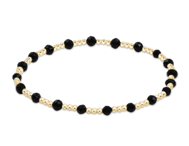 Faceted Onyx Gemstone Gold Sincerity Pattern 3mm Bead Bracelet