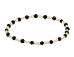 Faceted Onyx Gemstone Gold Sincerity Pattern 3mm Bead Bracelet
