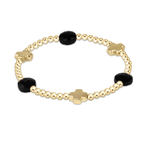Faceted Onyx Signature Cross Admire Gold 3mm Bracelet