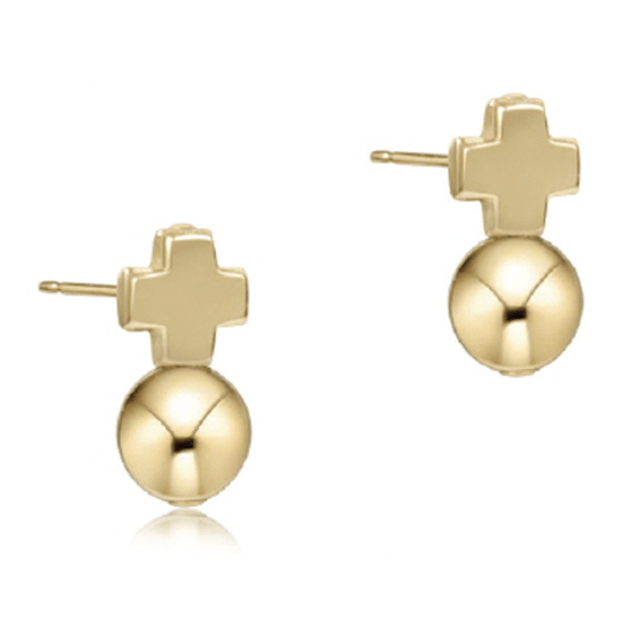 Gold Signature Cross Stud Earrings