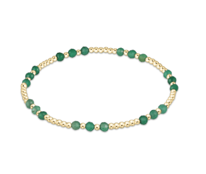 Green Onyx Gemstone Gold Joy Pattern 3mm Bead Bracelet