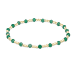 Extends Green Onyx Gemstone Gold Sincerity Pattern 3mm Bead Bracelet