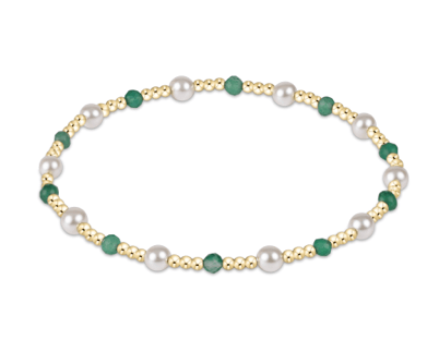 Extends Green Onyx Pearl Sincerity Pattern 4mm Bead Bracelet