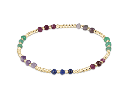 Hot Mess Gemstone Gold Joy Pattern 3mm Bead Bracelet