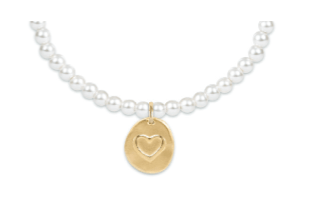 Extends Inspire Love Small Gold Charm Classic Pearl 3mm Bead Bracelet