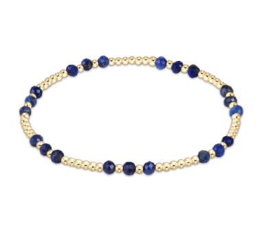 Lapis Gemstone Gold Joy Pattern 3mm Bead Bracelet
