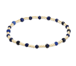 Extends Lapis Gemstone Gold Sincerity Pattern 3mm Bead Bracelet