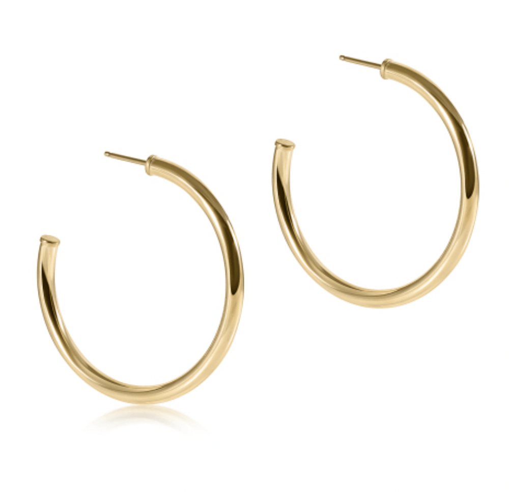 Round Smooth 3mm Gold 1.5" Hoops