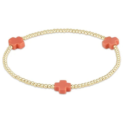 Signature Cross 2mm Coral Bracelet