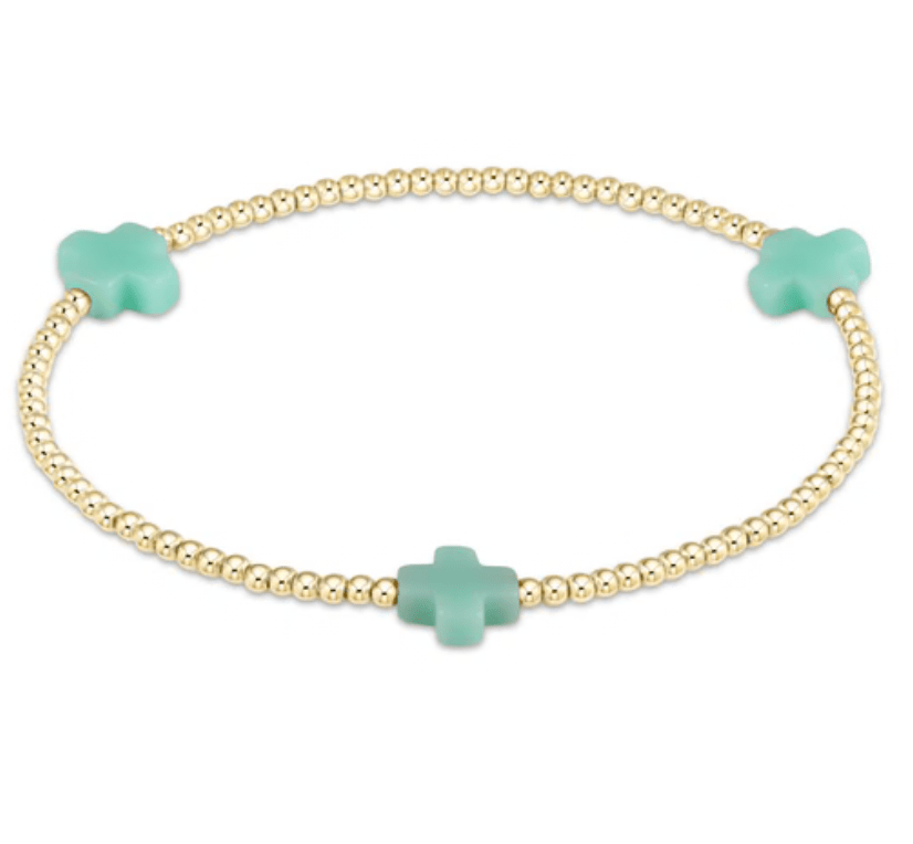 Signature Cross 2mm Mint Bracelet