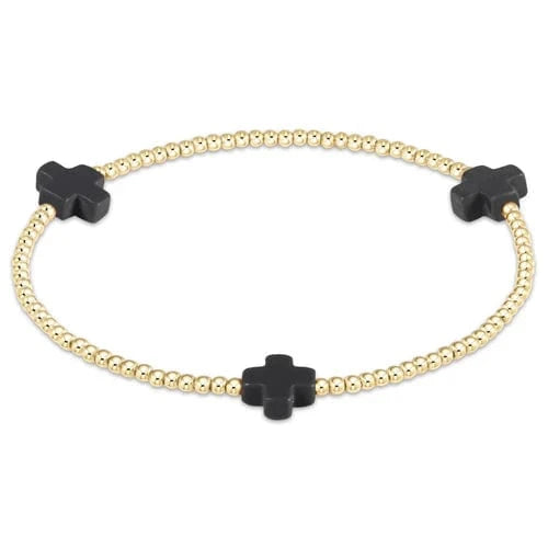 Signature Cross 2mm Onyx Bracelet