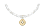 Signature Cross Gold Disc Classic Pearl 3mm Bead Bracelet