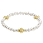Signature Cross Pearl Pattern 4mm Gold Bead Bracelet