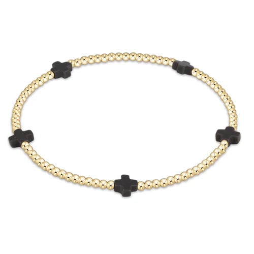 Signature Small Cross 2mm Charcoal Bracelet