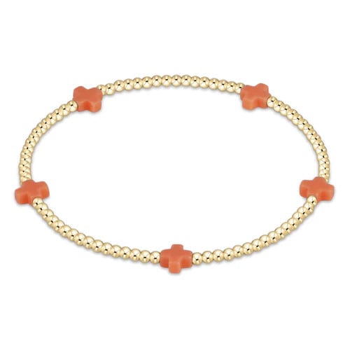 Signature Small Cross 2mm Coral Bracelet