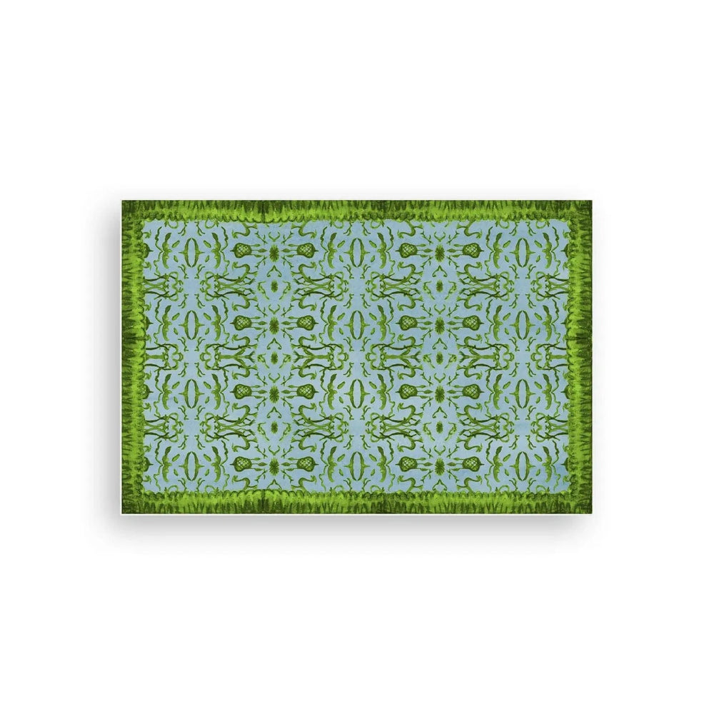 Blue & Green Chinoiserie Vinyl Floor Mat