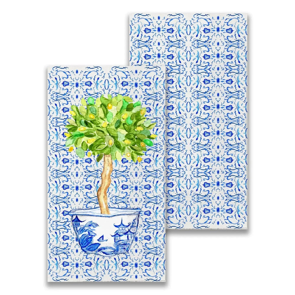Blue & White Lemon Tree Guest Towels
