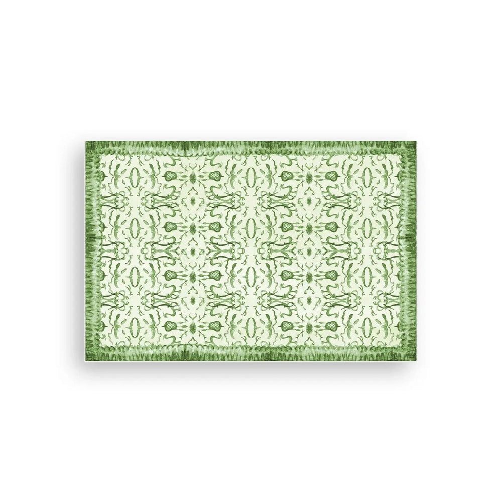 Green Chinoiserie Vinyl Floor Mat