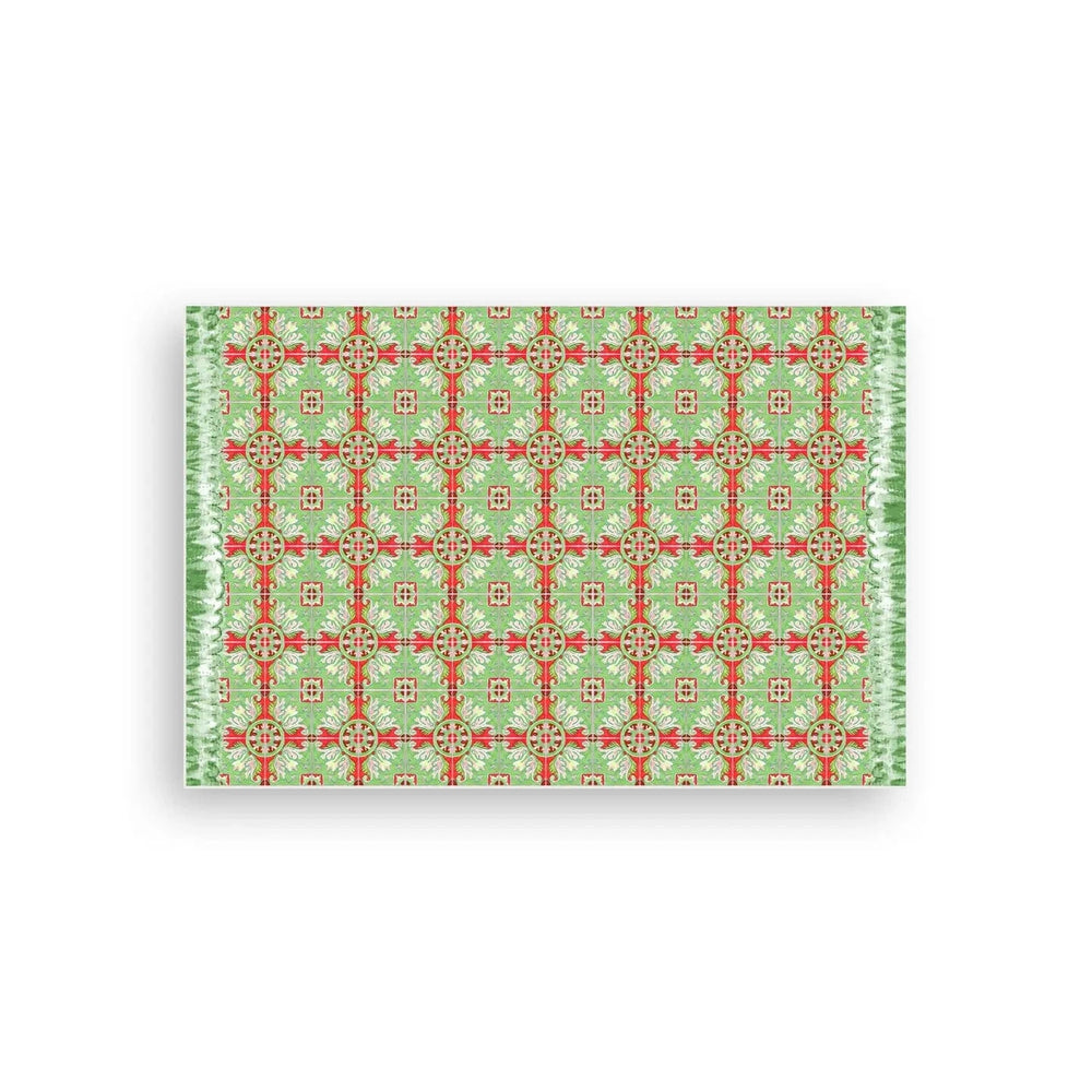 Red & Green Talavera Tiles Vinyl Floor Mat