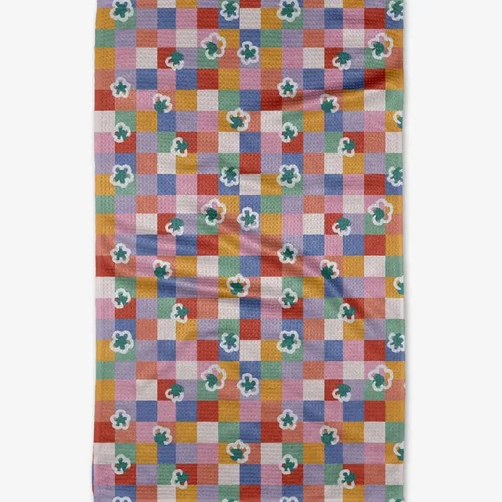 Floral Checks Tea Towel