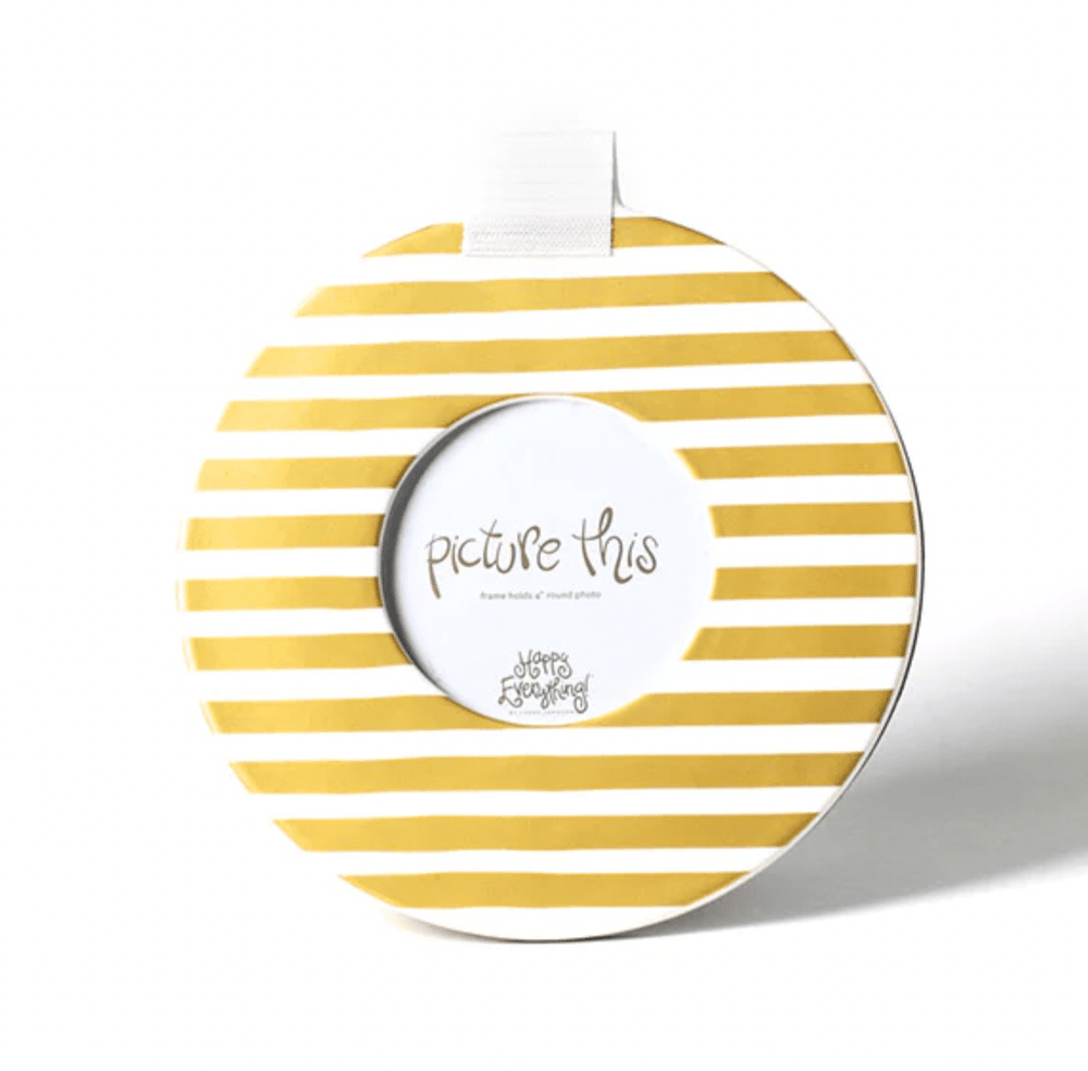 Happy Everything Gold Stripe Mini Round Frame