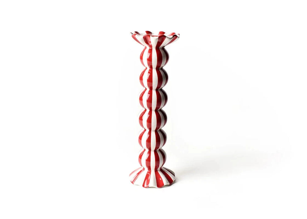 Red Stripe Large Candle Holder