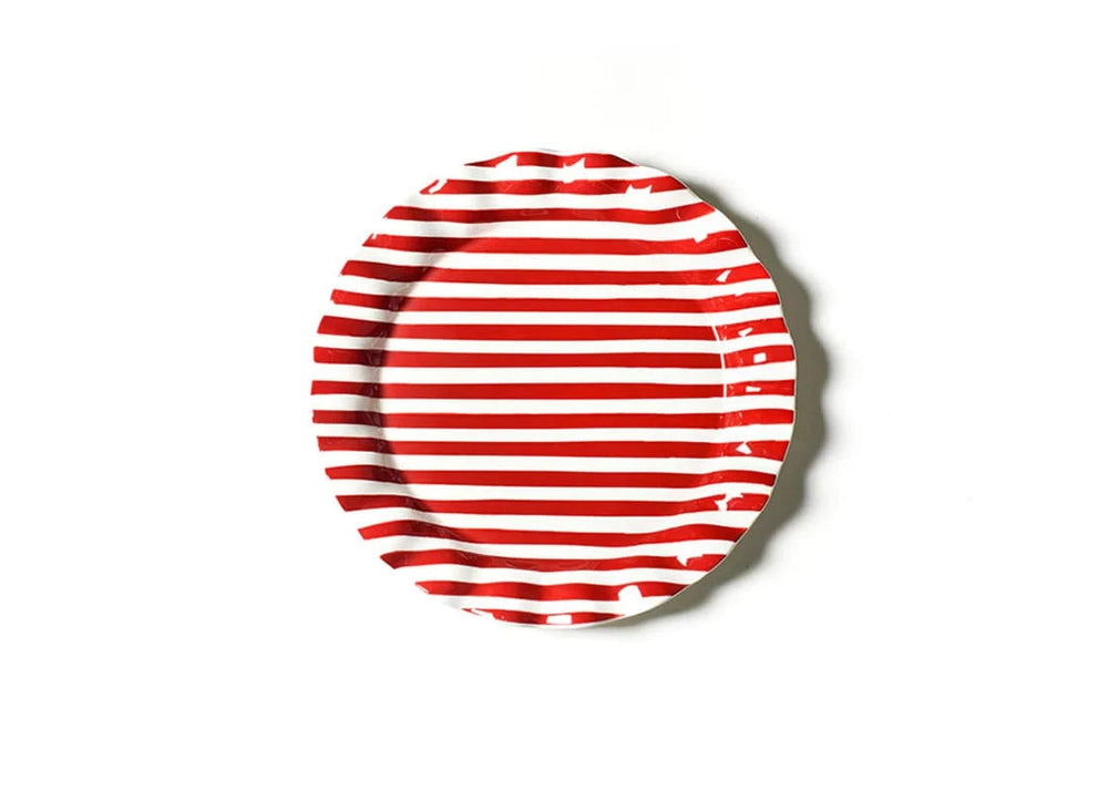 Red Stripe Ruffle Round Platter