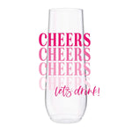 It's So Wright Cheers Let's Drink 9oz Flute Tossware-Set of 4
