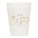 She Said Yes Ring Frosted Cups-Set of 6
