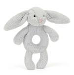 Bashful Grey Bunny Ring Rattle