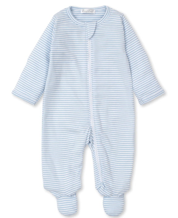 Kissy Kissy Kissy Kissy 0-3M Blue Stripes Zip Footie