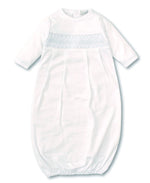 Kissy Kissy Newborn White & Blue Smocked Gown