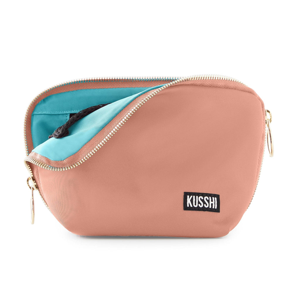 Kusshi Peach & Aqua Signature Makeup Bag