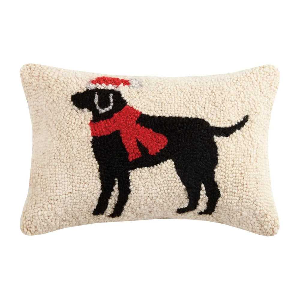 Christmas Black Lab Hook Pillow