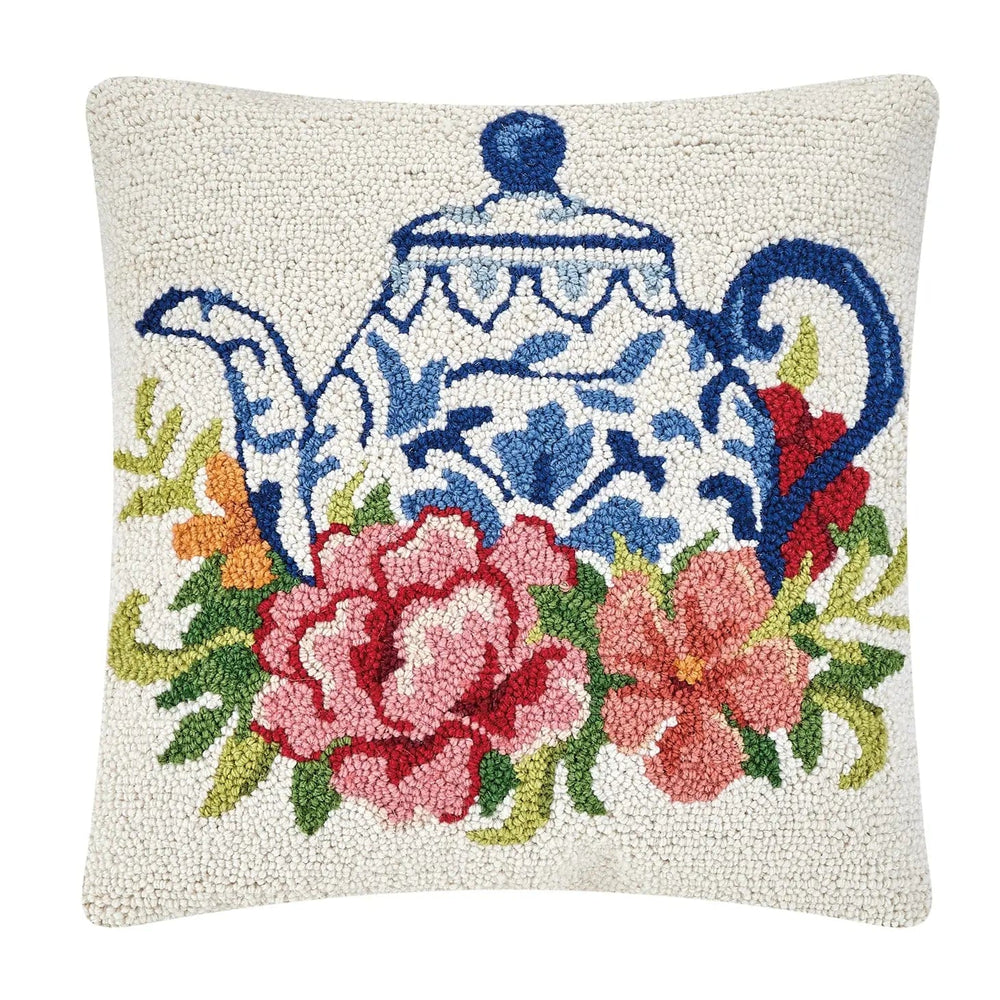 Peking Handicraft, Inc. Floral Teapot Pillow
