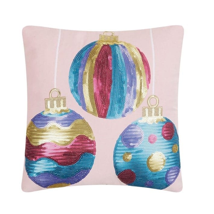 Pink Velvet Ornament Sequin Pillow