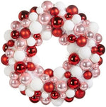 22" Pink Red Ornament Ball Wreath