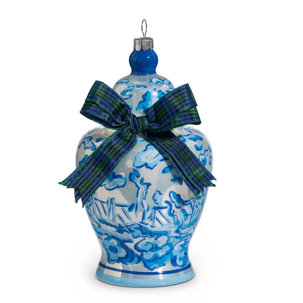 Ginger Jar Tartan Bow 6" Ornament