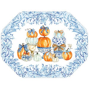 Blue Chinoiserie Pumpkins Die-Cut Placemats