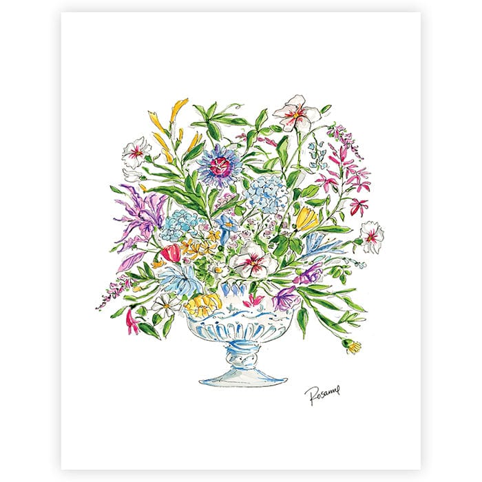 Rosanne Beck Blue Floral Arrangement Art Print