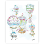 Rosanne Beck Blue Hot Air Balloons Art Print