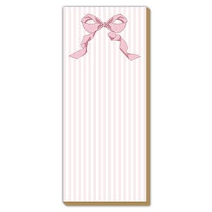 Blush Bow Stripe Skinny Notepad